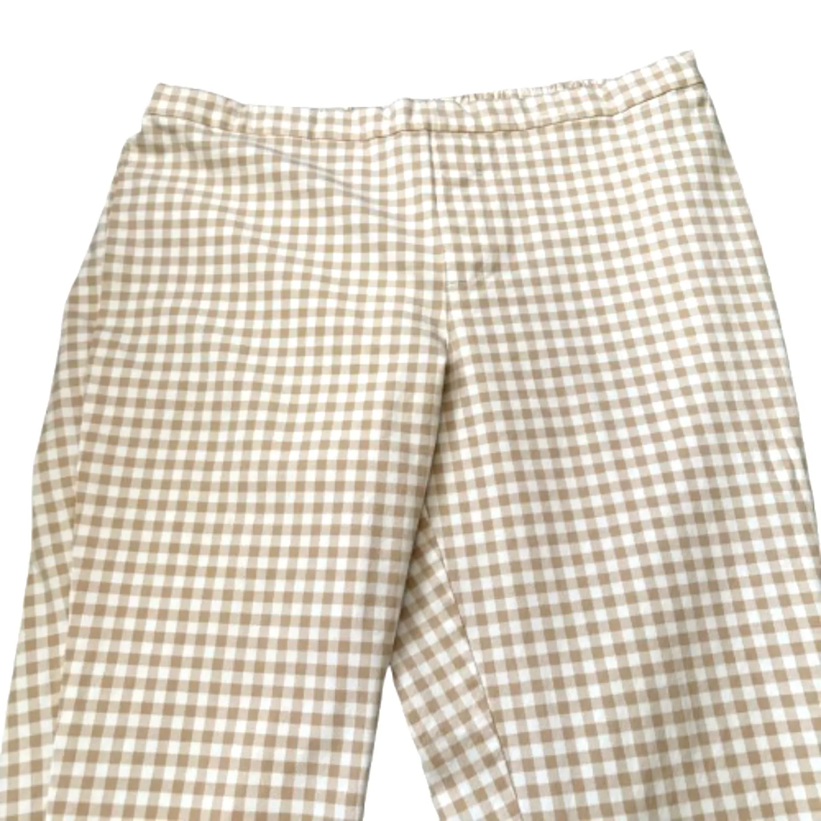 Isaac Mizrahi Live Pull On Gingham Crop Pants Cream Retro Femme Neutral Size 16P - Image 2