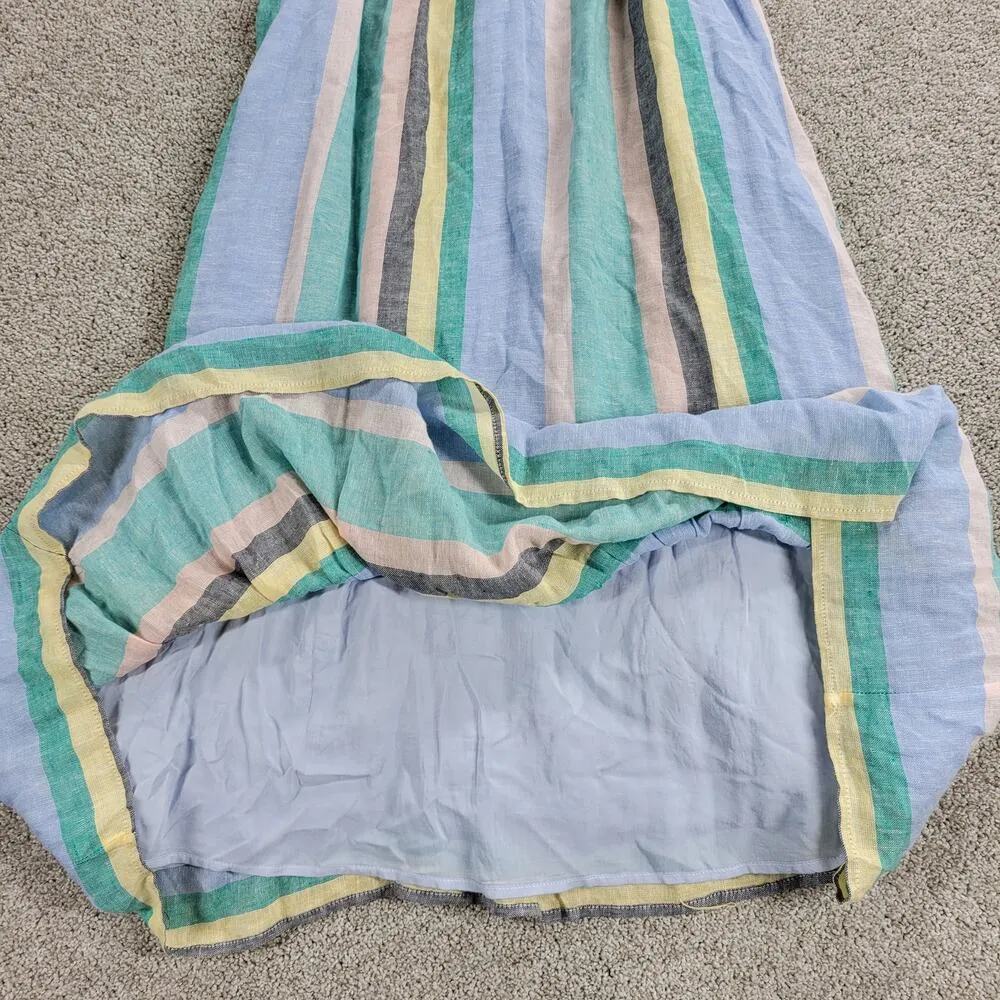 Rails Womens Ari Dress Small Blue Jamaica Stripe Spaghetti Strap V Neck Sundress - Image 4