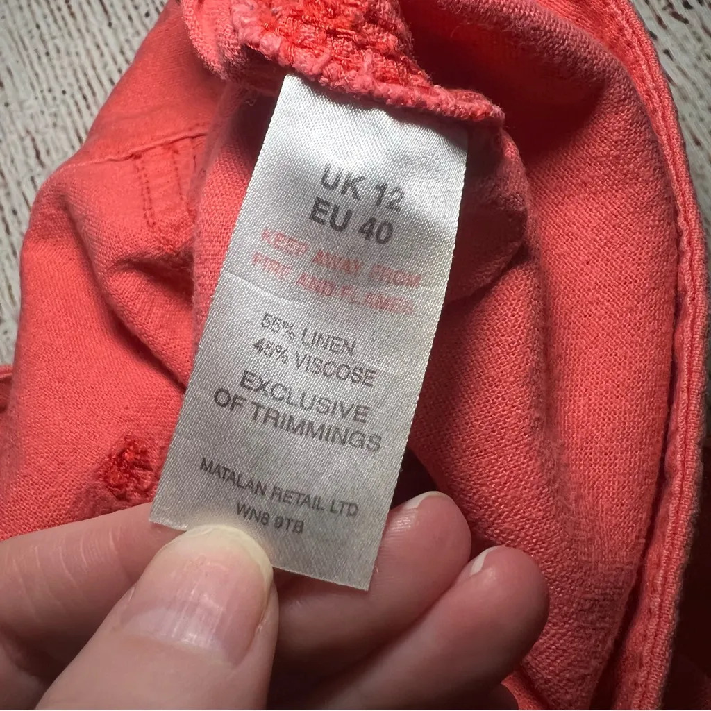 Papaya Weekend Linen Boho Capri Pants Women’s Size 12 Pink Cropped Low‎ Rise - Image 6