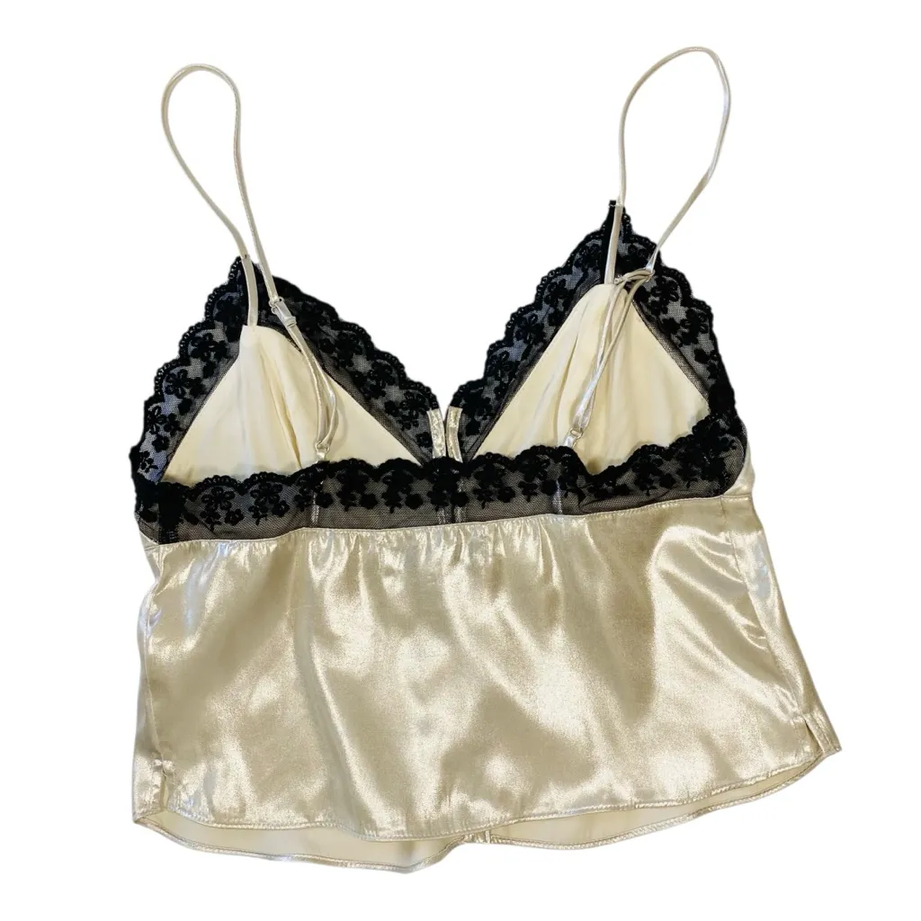 Y2K URBAN OUTFITTERS Shiny Satin & Lace Cami - Image 3