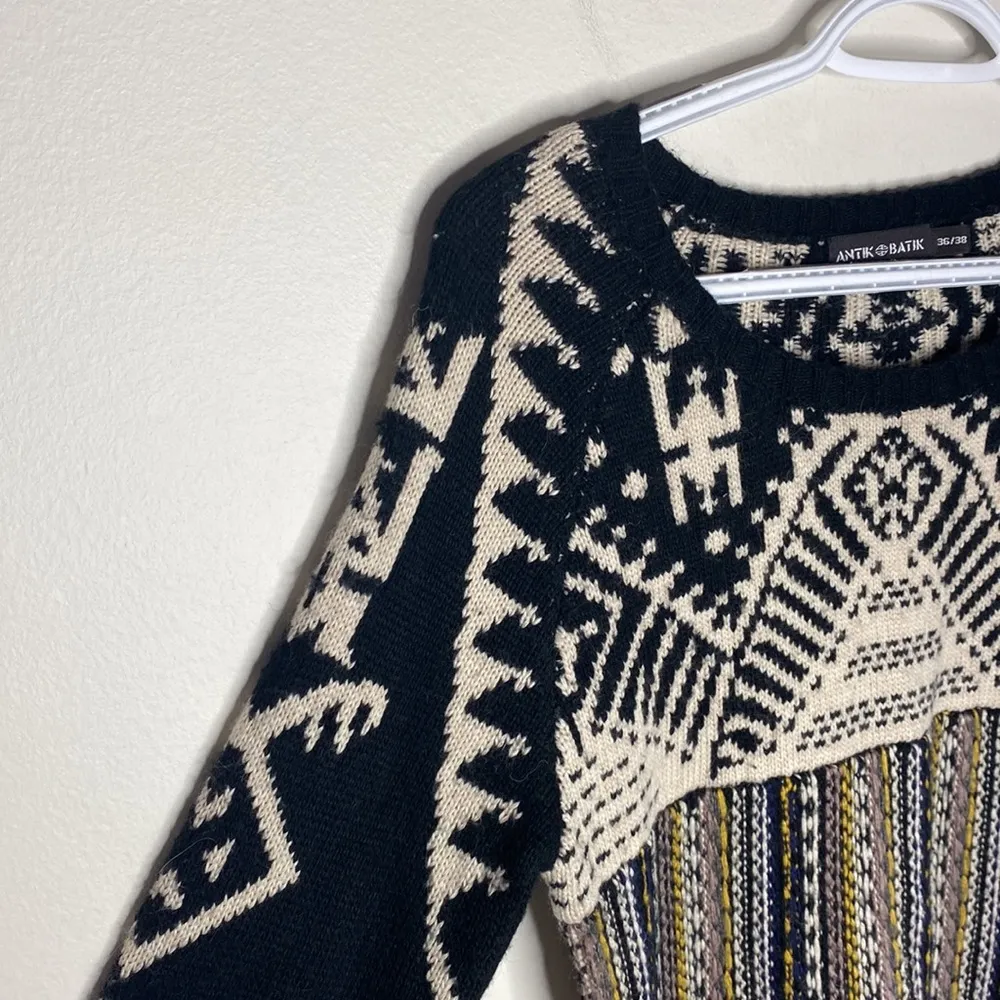 Antik Batik wool blend boho tribal print Crewneck sweater size EU 36 / 38 - Image 6