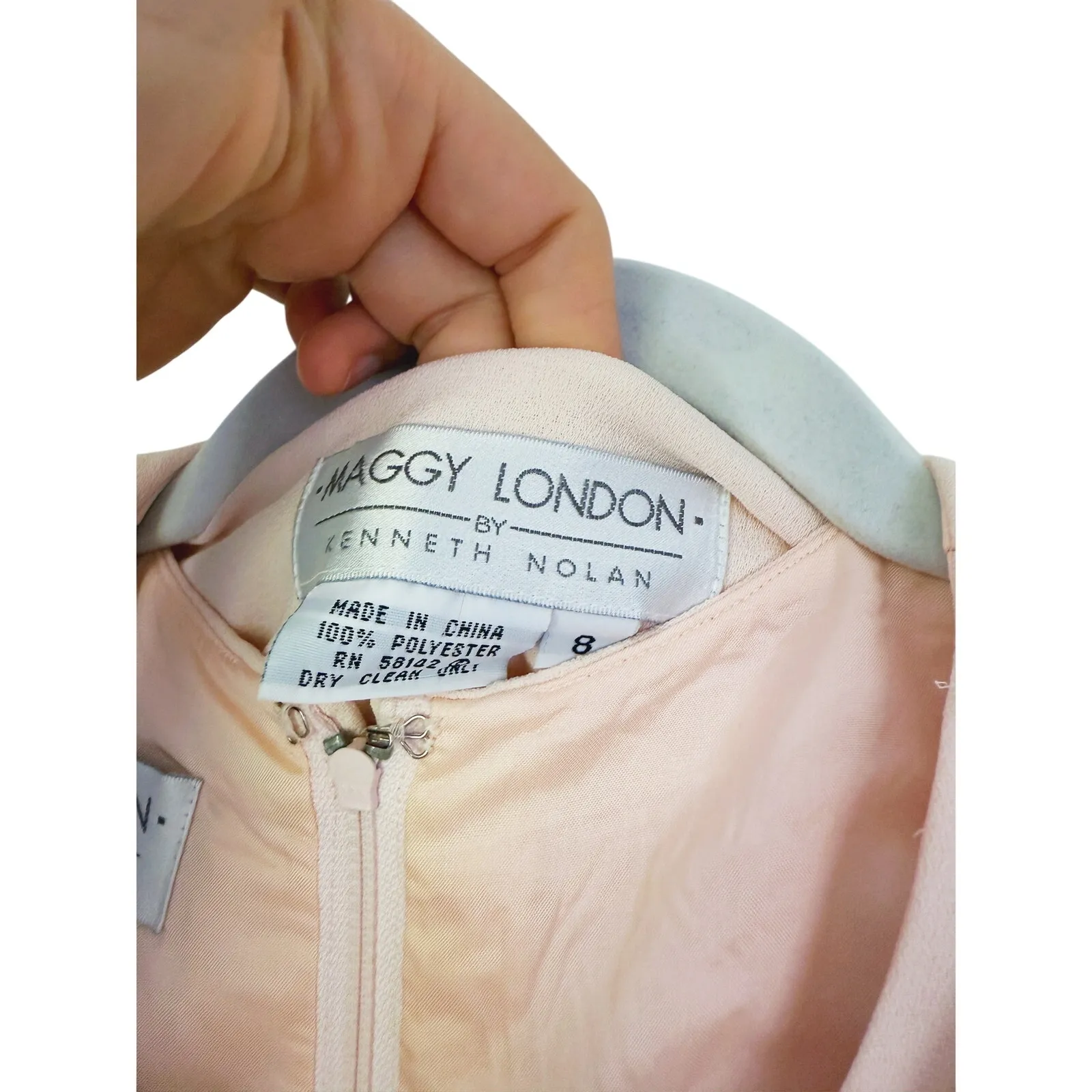 Vintage Maggy London Set Sheath Dress Jacket 8 Pink Floral Pearl Coquette Brunch - Image 5