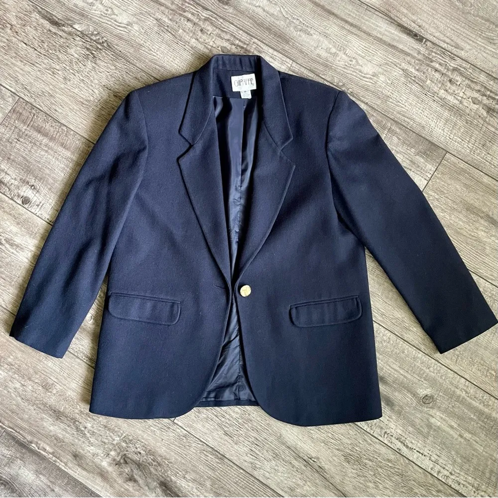 VINTAGE 1980s navy blue wool blazer Size L - Image 7