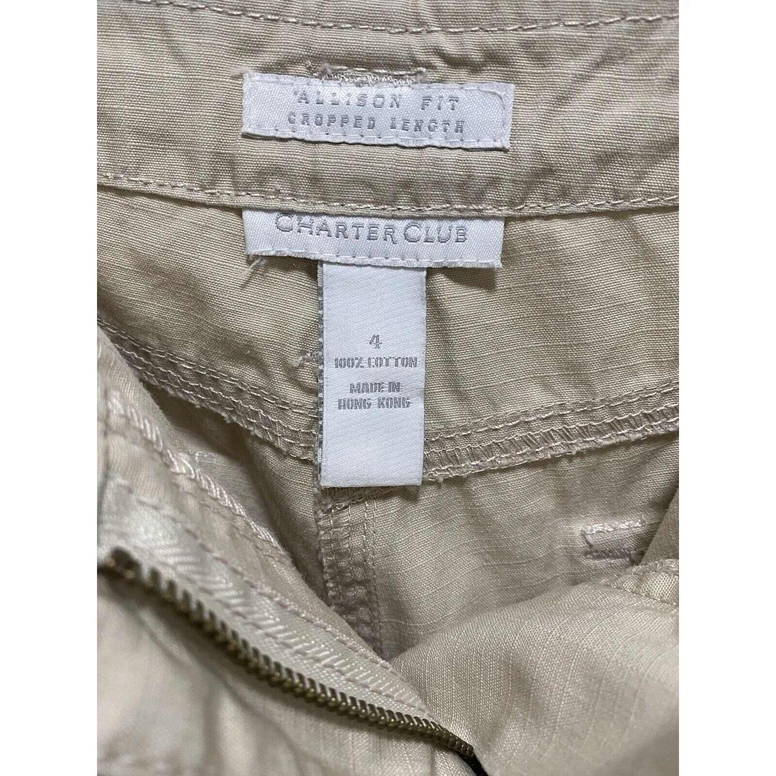 Charter Club Allison Fit Cropped Khaki Pant Size‎ 4 Cotton Pockets Mid Rise - Image 3