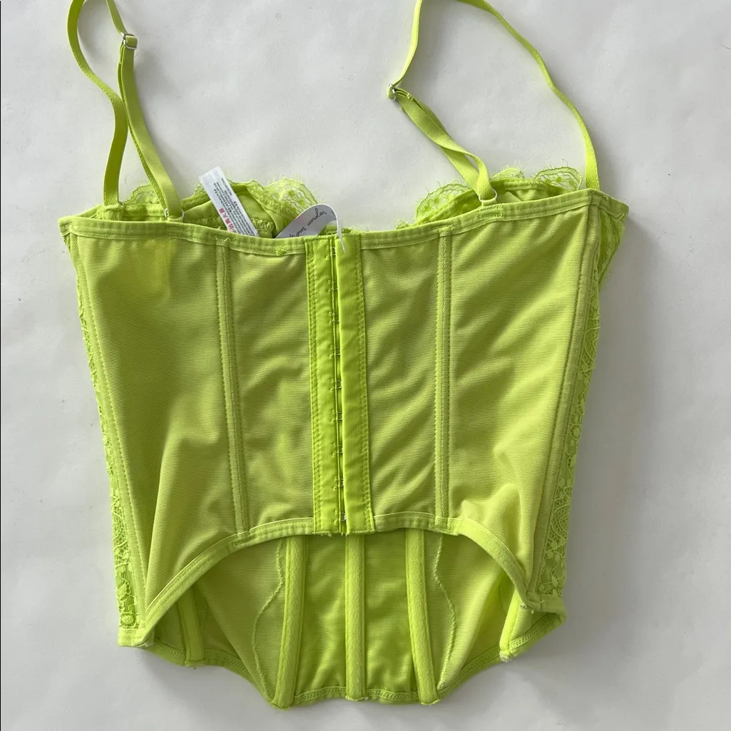 Out From Under x Urban Outfitters Modern Love Lace Corset Lime Green Size M $59 - Image 5
