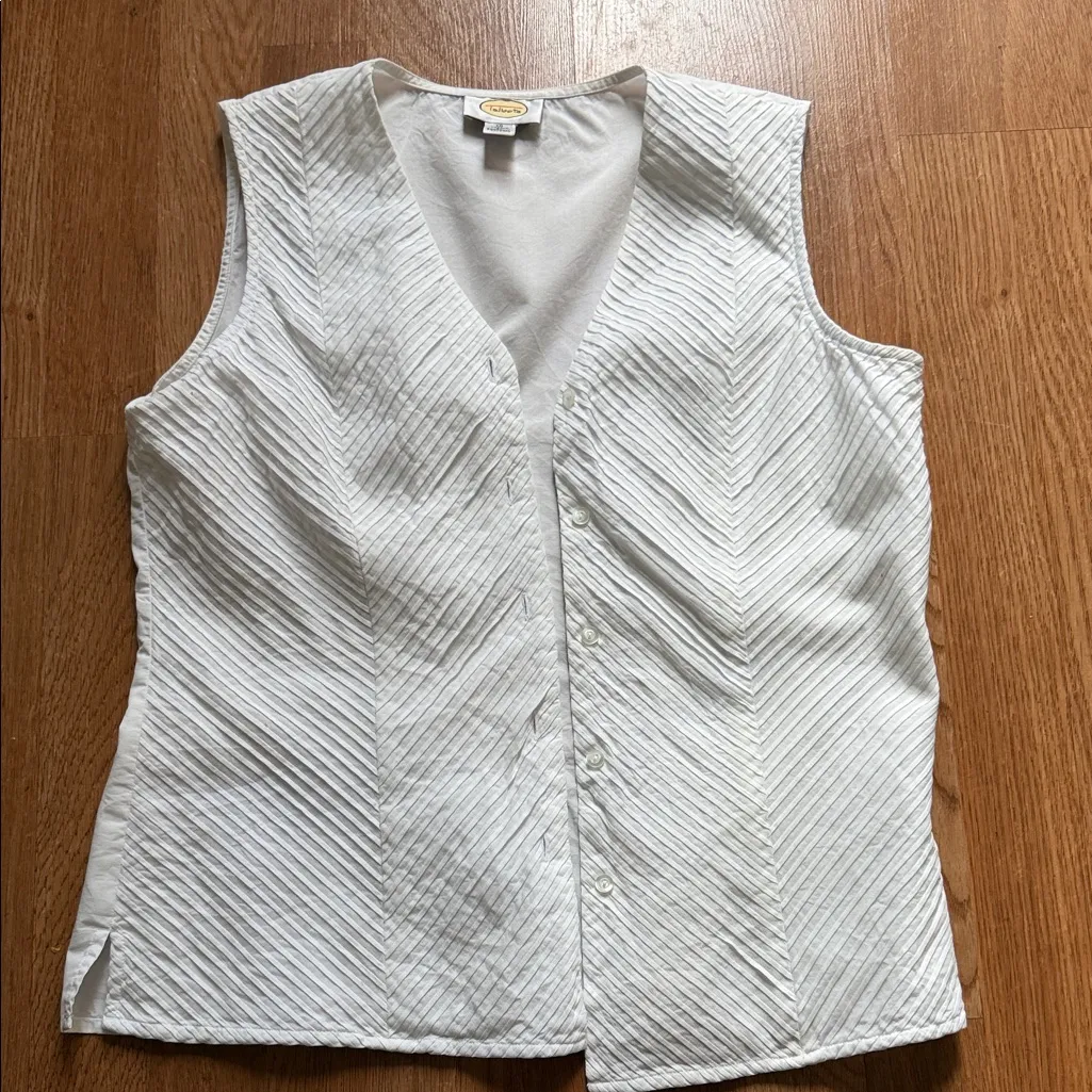 Talbots White Textured Sleeveless Vest Blouse - Image 7