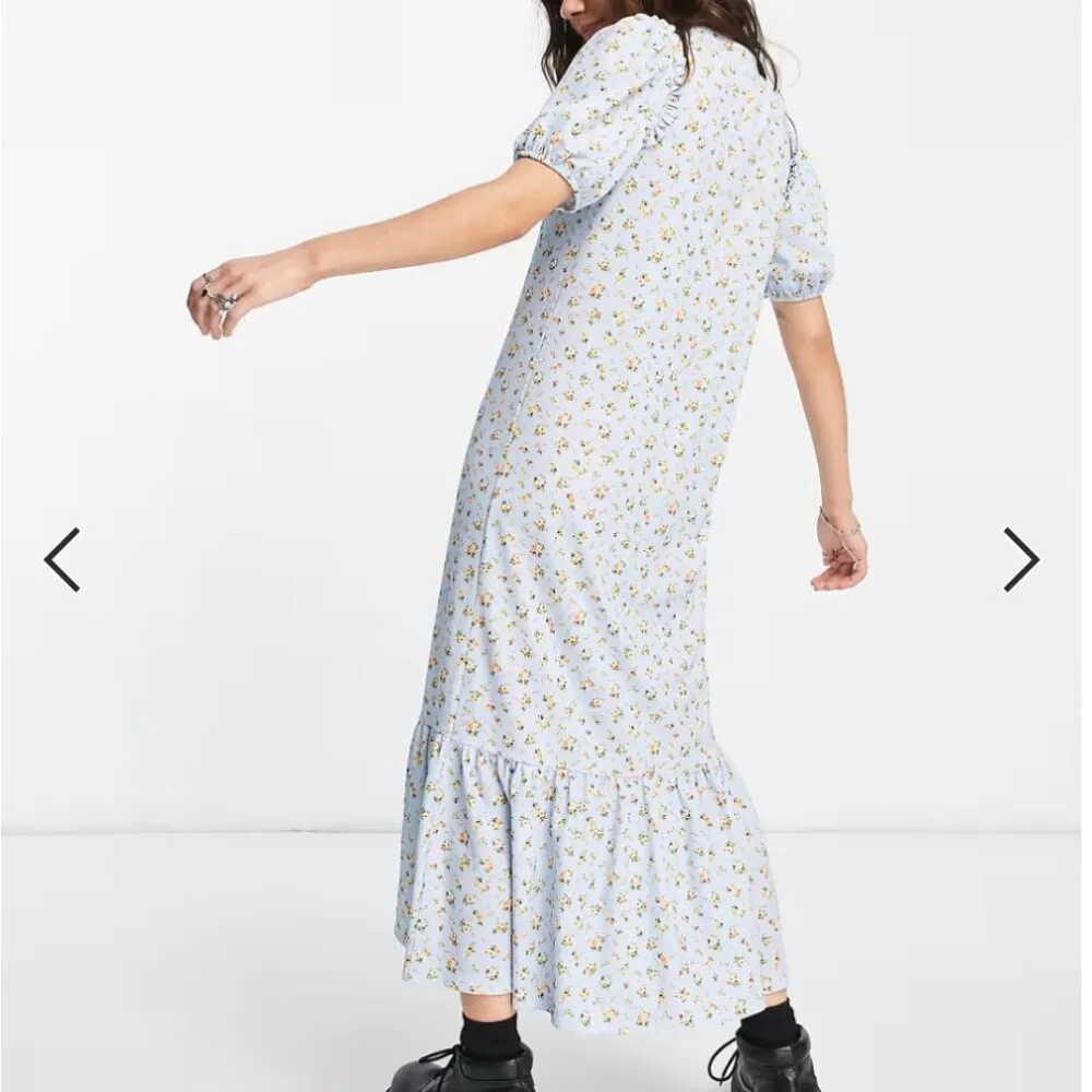 NWT Topshop Jersey Button Through Midi Dress in Pale Blue - Image 3