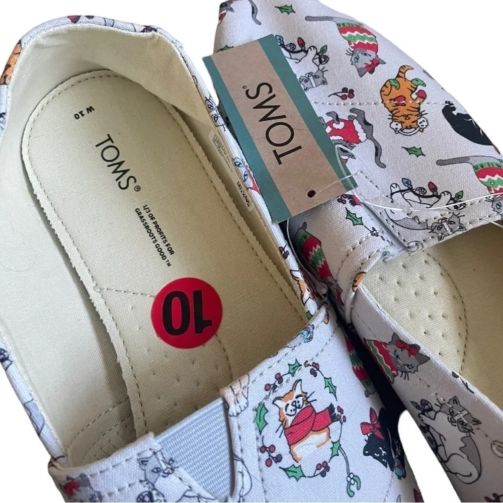 Toms‎ Christmas Cats Shoes Holiday Slip On Christmas 10 - Image 4