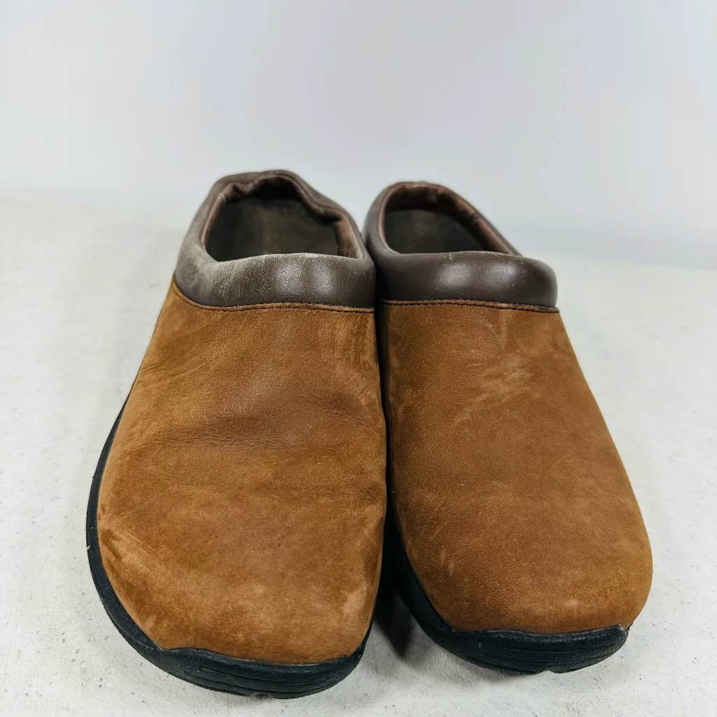 Women's Size 5,5 Merrell MOC Jungle Primo Dark Brown Leather Clogs Slip-On Flats - Image 3