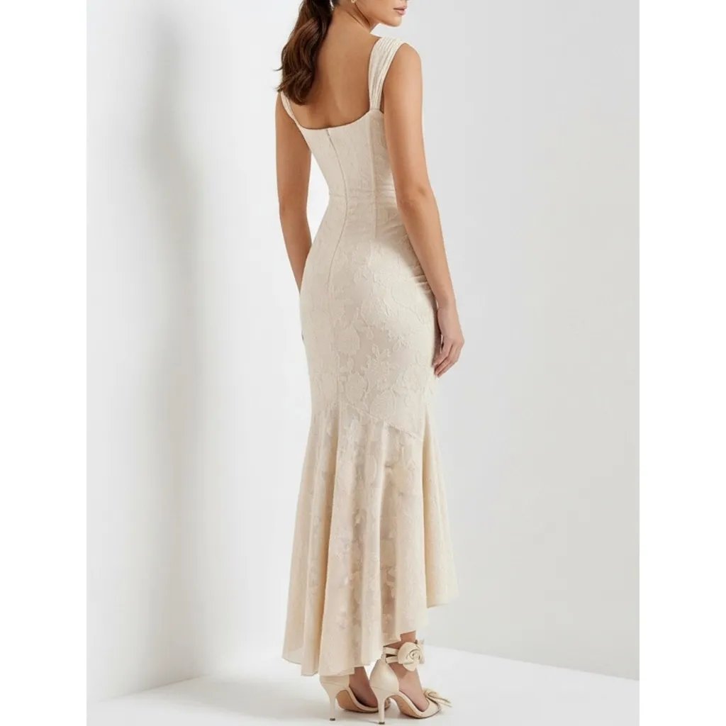 HOUSE OF CB Cesca Floral Maxi Dress, Vintage Cream, Large - Image 5