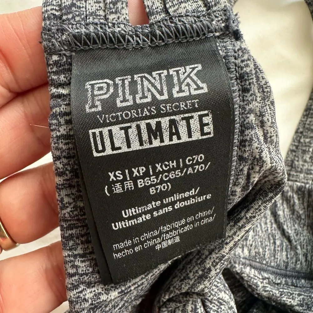 Victoria's Secret PINK Ultimate Unlined Ruched Front Halter Sports Bra Sporty XS - Image 4