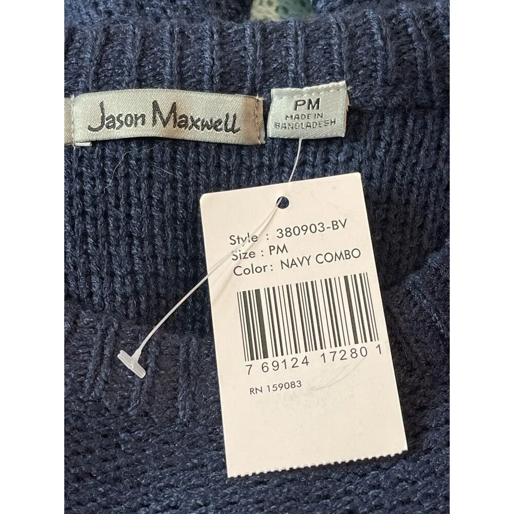 Jason Maxwell Blue Combo Striped Pullover Sweater PM NWT - Image 9