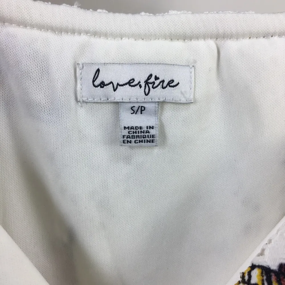 Love, fire Butterfly Print Faux Wrap Lace Mini Dress S - Image 3