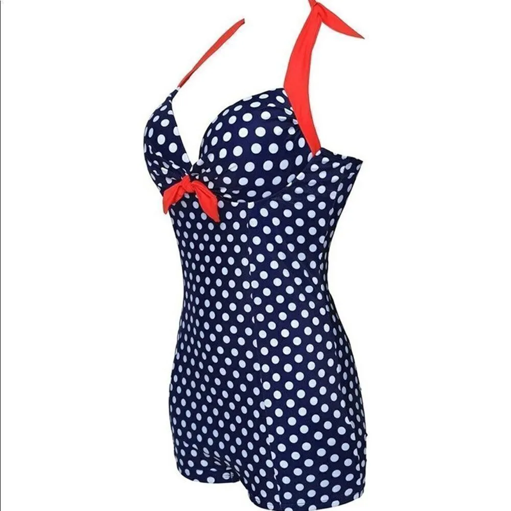 Women’s Swimsuit Bathers Halter Neck Boy Leg with Spots Size 6 - Image 2