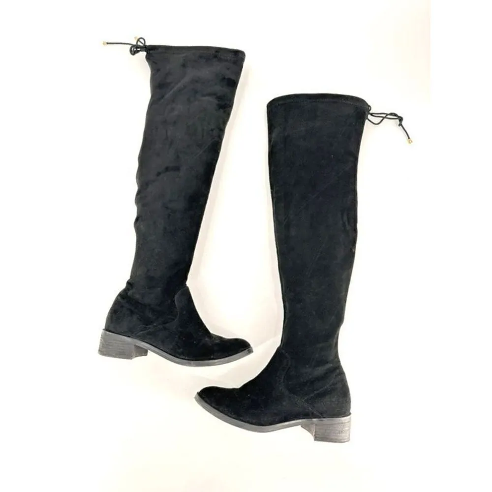 Aldo Women's Suede Flat Lace Pull On Round Toe Over The Knee Boots Black Size‎ 8 - Image 2