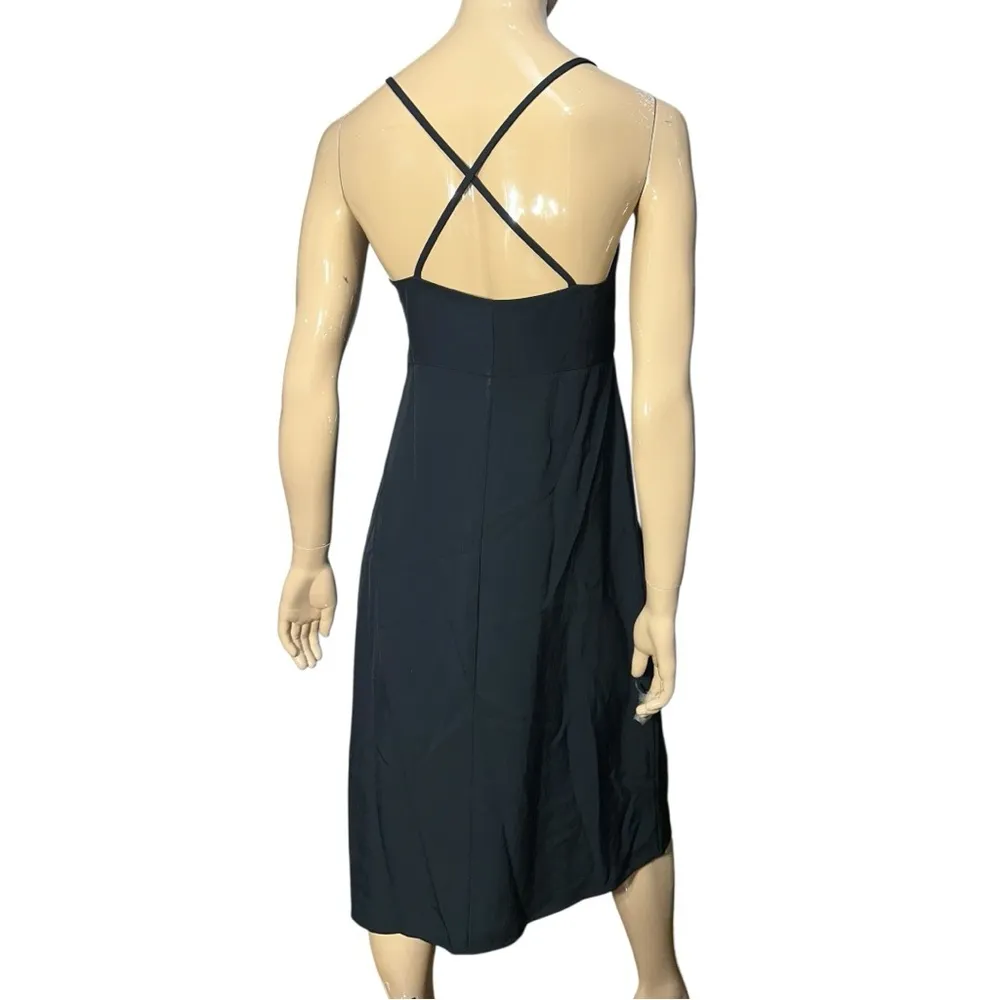 Everlane Women’s 4 Black The Japanese GoWeave Cross Back Strap Slip Midi Dress - Image 8
