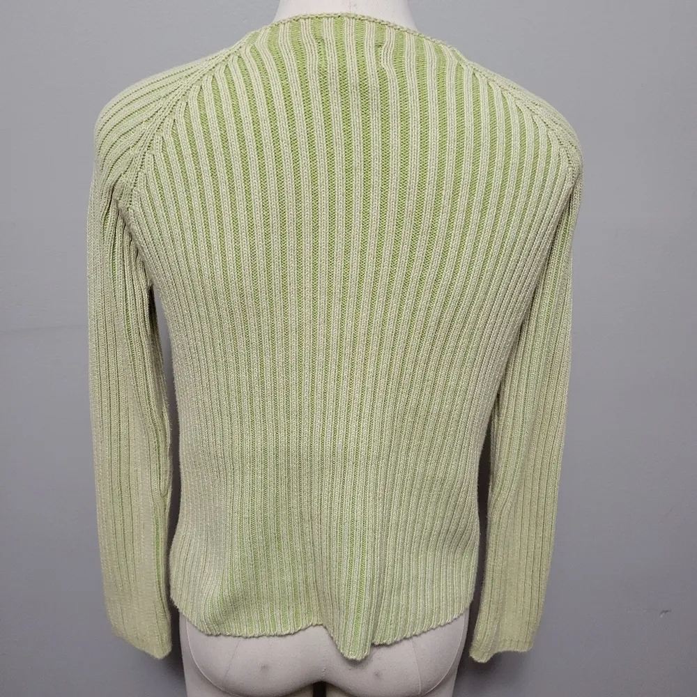 L.L. Bean green garment dyed ribbed sweater size small - Image 4