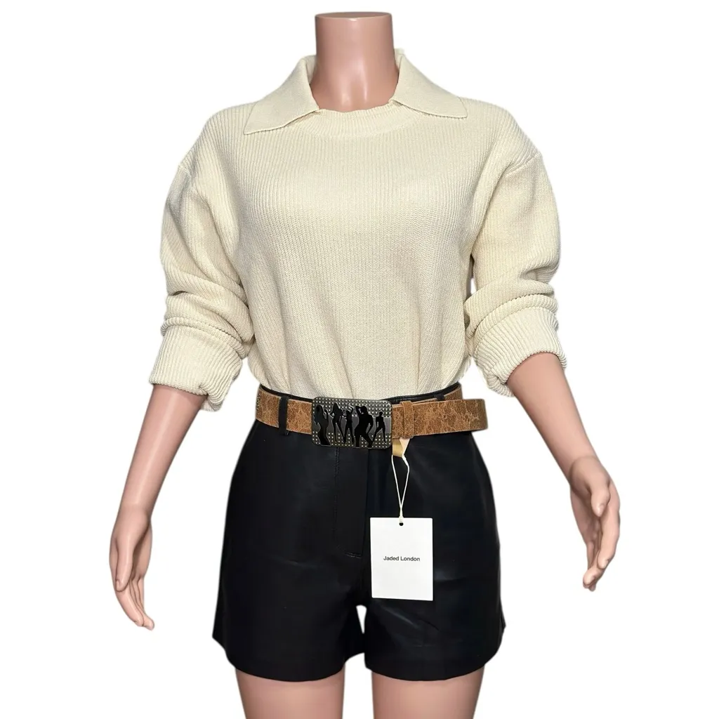 JADED LONDON Wasted Potential Club Leather Belt, Brown, OS - Image 9