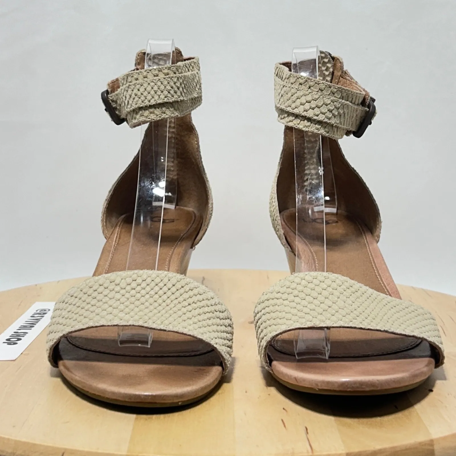 UGG Char Mar Beige Suede Slip On Open Toe Adjustable Ankle Strap Sandal- Size 9 - Image 3