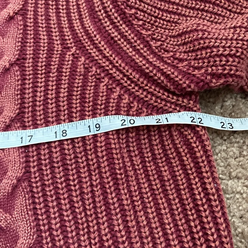 FOR THE REPUBLIC Cotton Crewneck Sweater (Sz XL) Red Distressed Cable Knit - Image 7