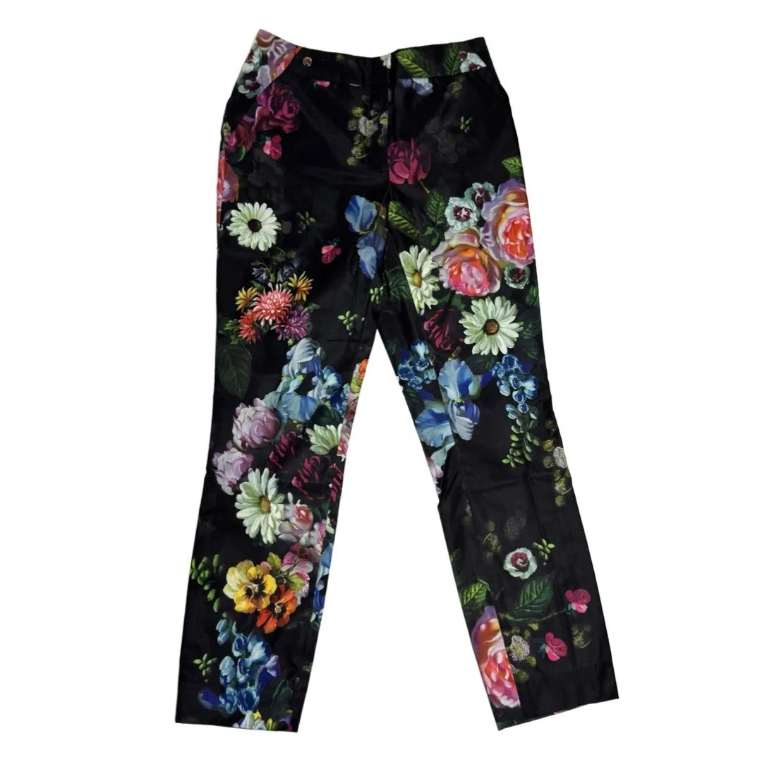 Ted Baker London Diemond Oil Painting floral ankle length pants Trousers size 0 - Image 2