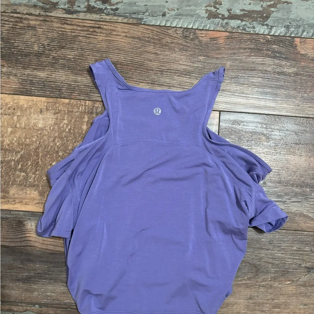 Lululemon Women Shoulder Cut-Out Yoga T-Shirt Dark Lavender Purple Sz 8 - Image 7