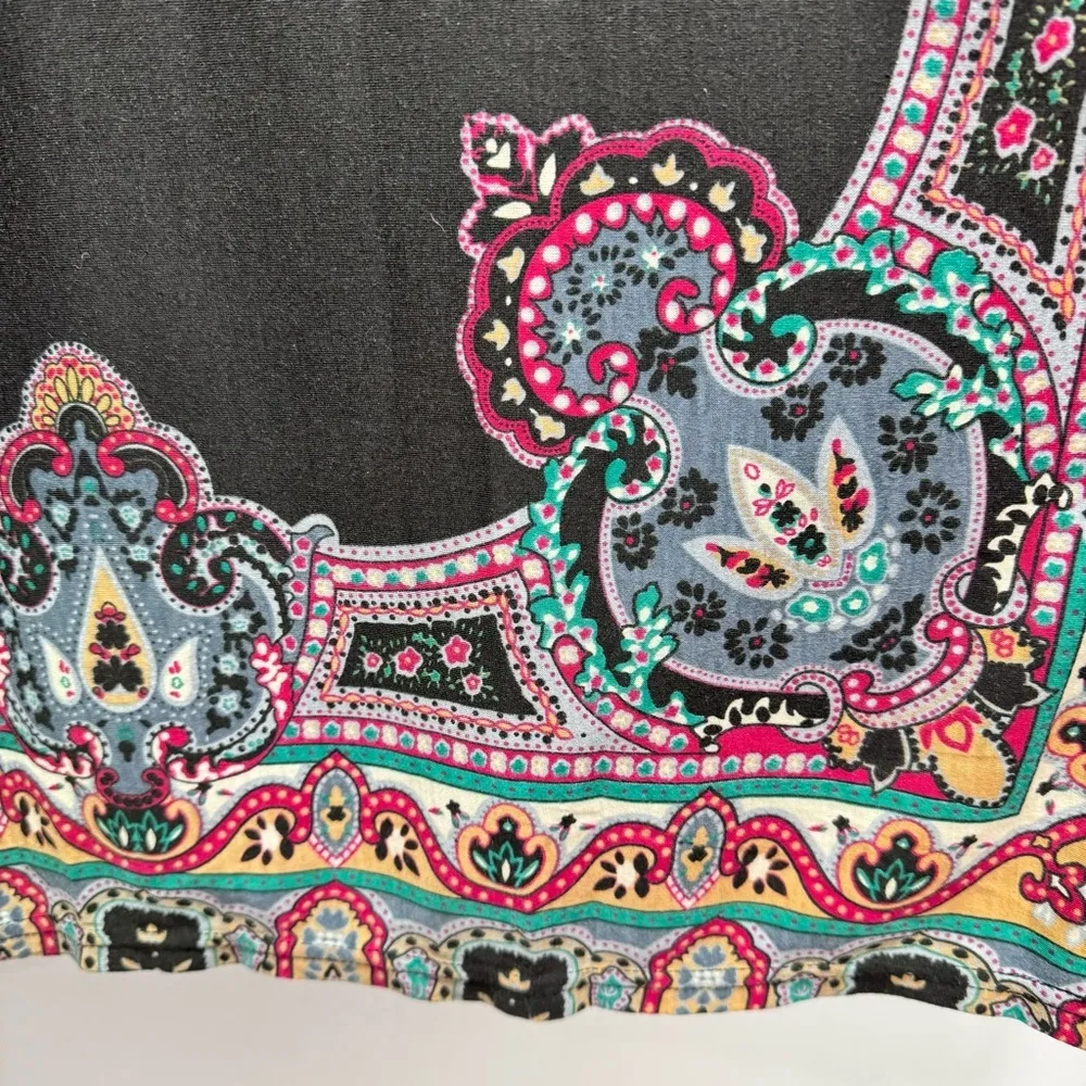 Funky People Bohemian Print Black Dress Mid Length Sleeves Fits Size Large - Image 6