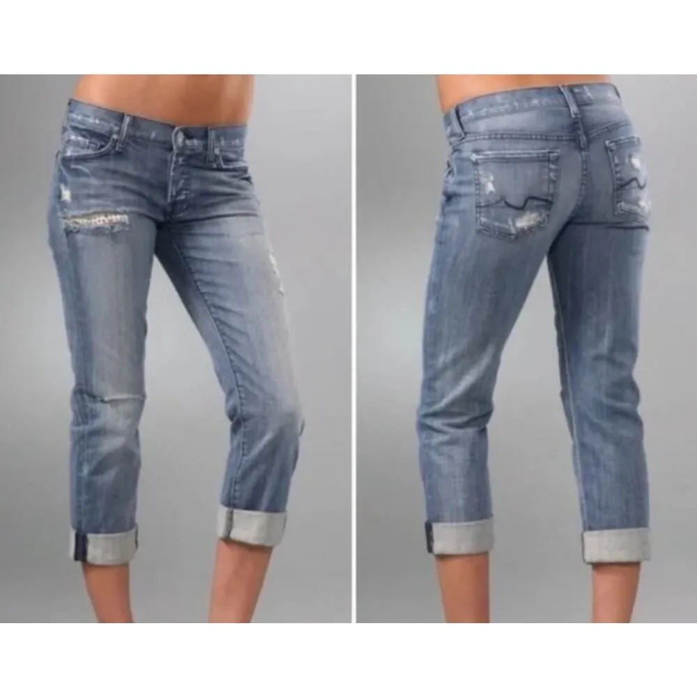 Seven For All Mankind jeans size 27 mid-rise button-fly distressed - Image 2