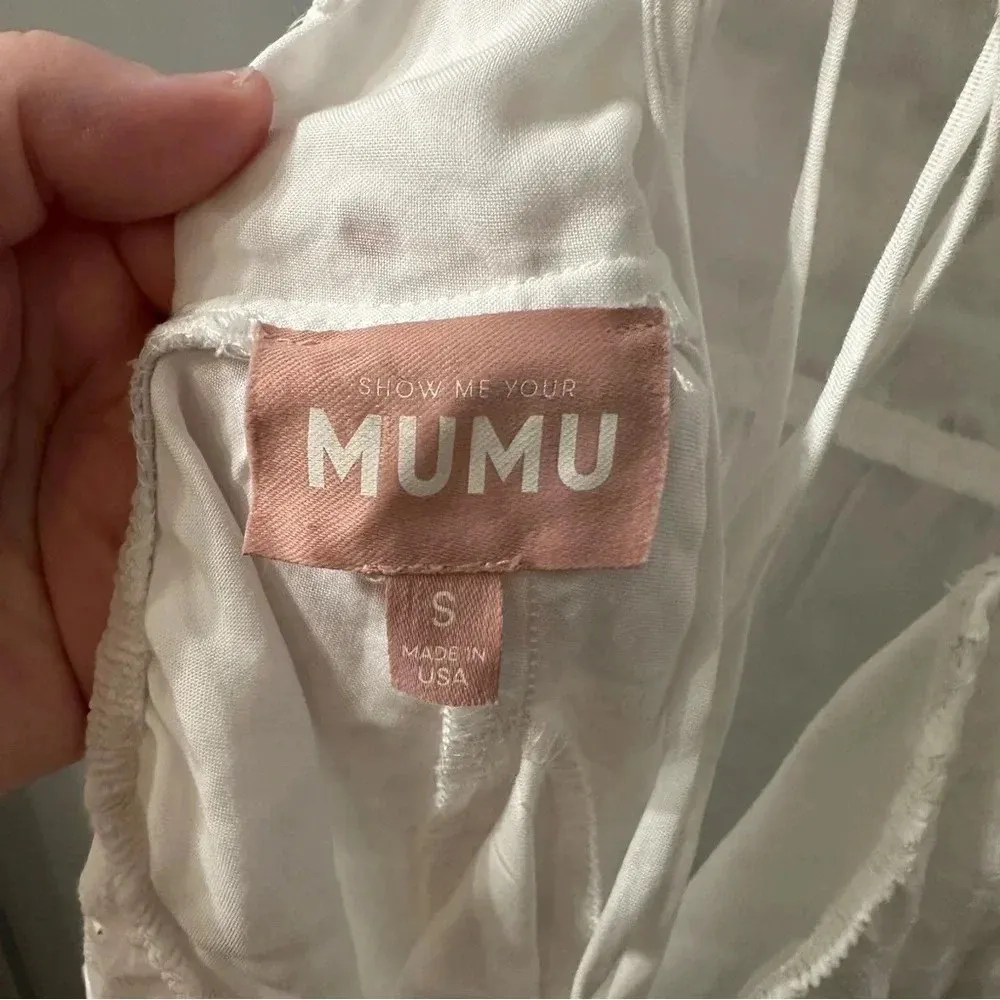 Show Me Your Mumu Out of Town Mini Dress White Eyelet Size Small - Image 6