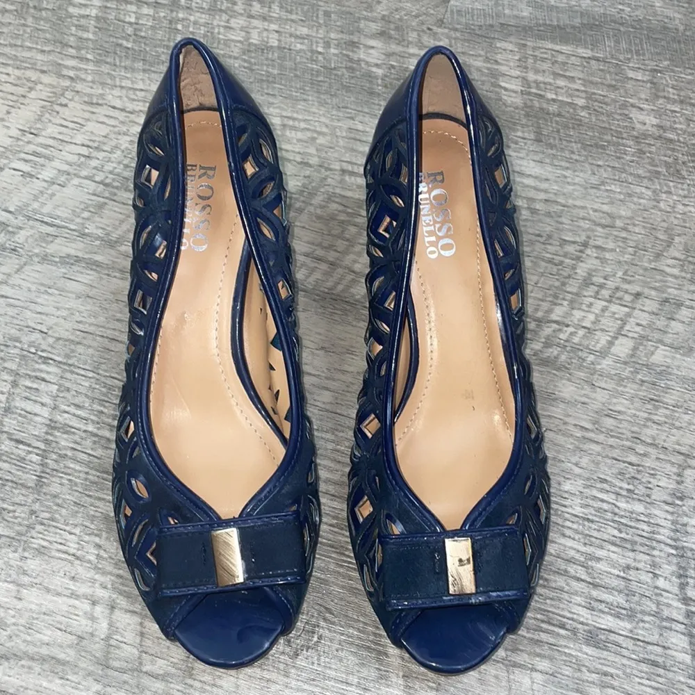 Rosso Brunello Italian Leather Navy Peep - Image 4