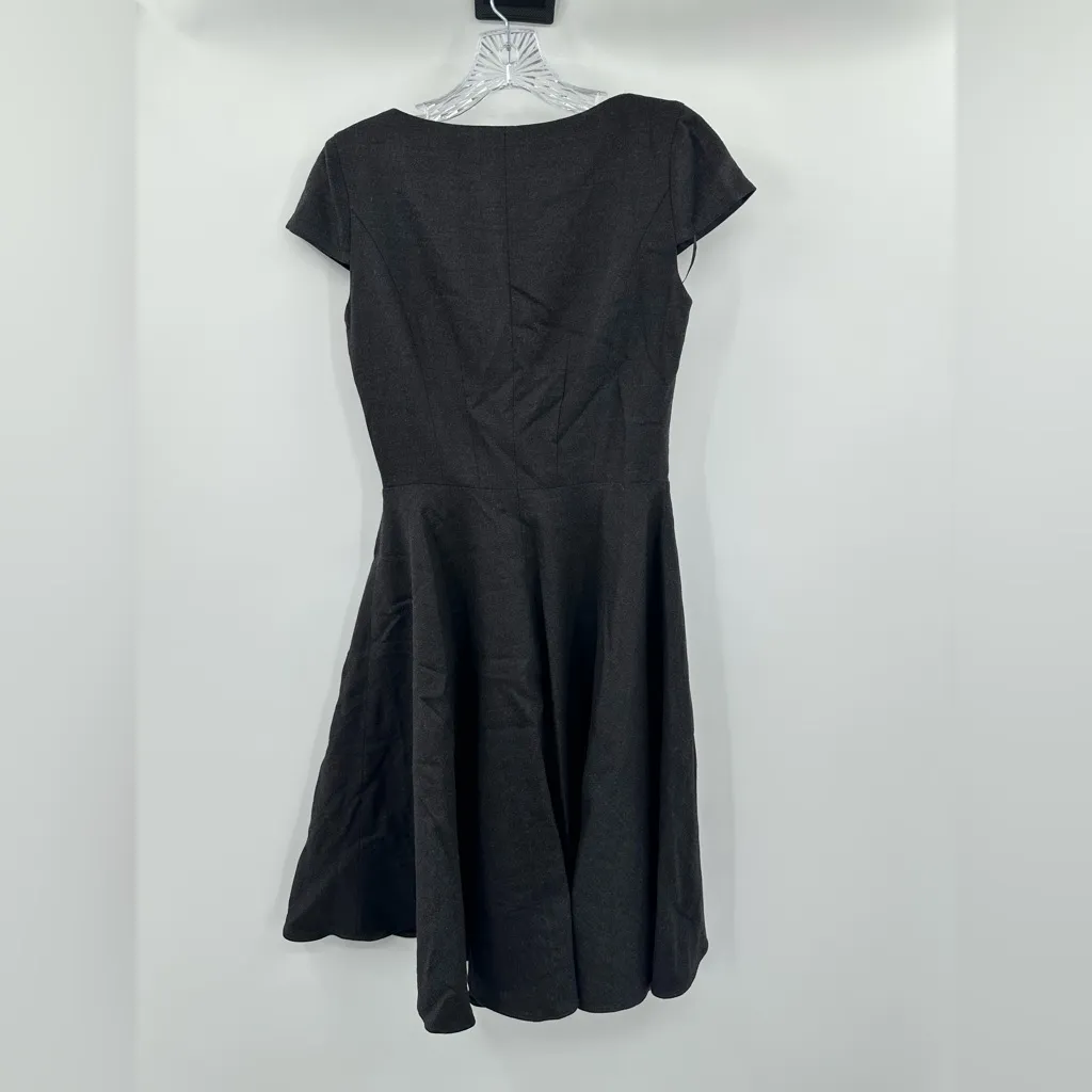 Boden Women's Charcoal Gray/Black Wool Blend Mini Skater Dress Cap Sleeve Size 2 Gray - Image 2