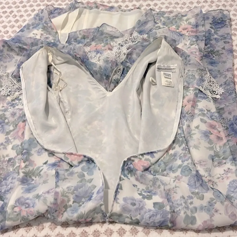 Vintage Jessica McClintock Floral Garden Lace Trim Maxi Prom Bridesmaid Dress - Image 13