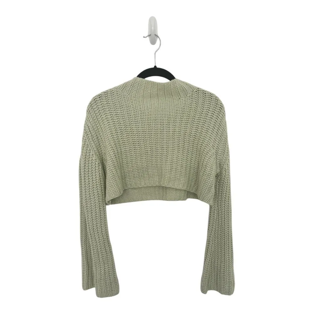 SHEIN Mint Green Cropped Sweater | Mock Neck | Flared Sleeves | Size Medium - Image 4