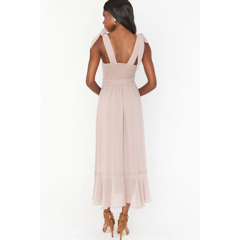 Show Me Your Mumu Claire Midi Dress in Soft Beige Chiffon S NWT - Image 9