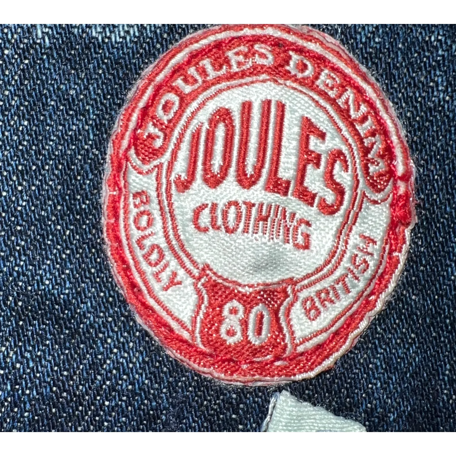 Joules Womens Jean Skirt Size 16 Short Button Front Dark Wash Mid Rise Stretch Blue - Image 2