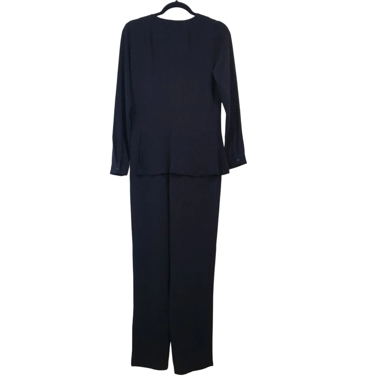 Thakoon for Design Nation Black Peplum Jumpsuit Long Sleeves V - Image 4