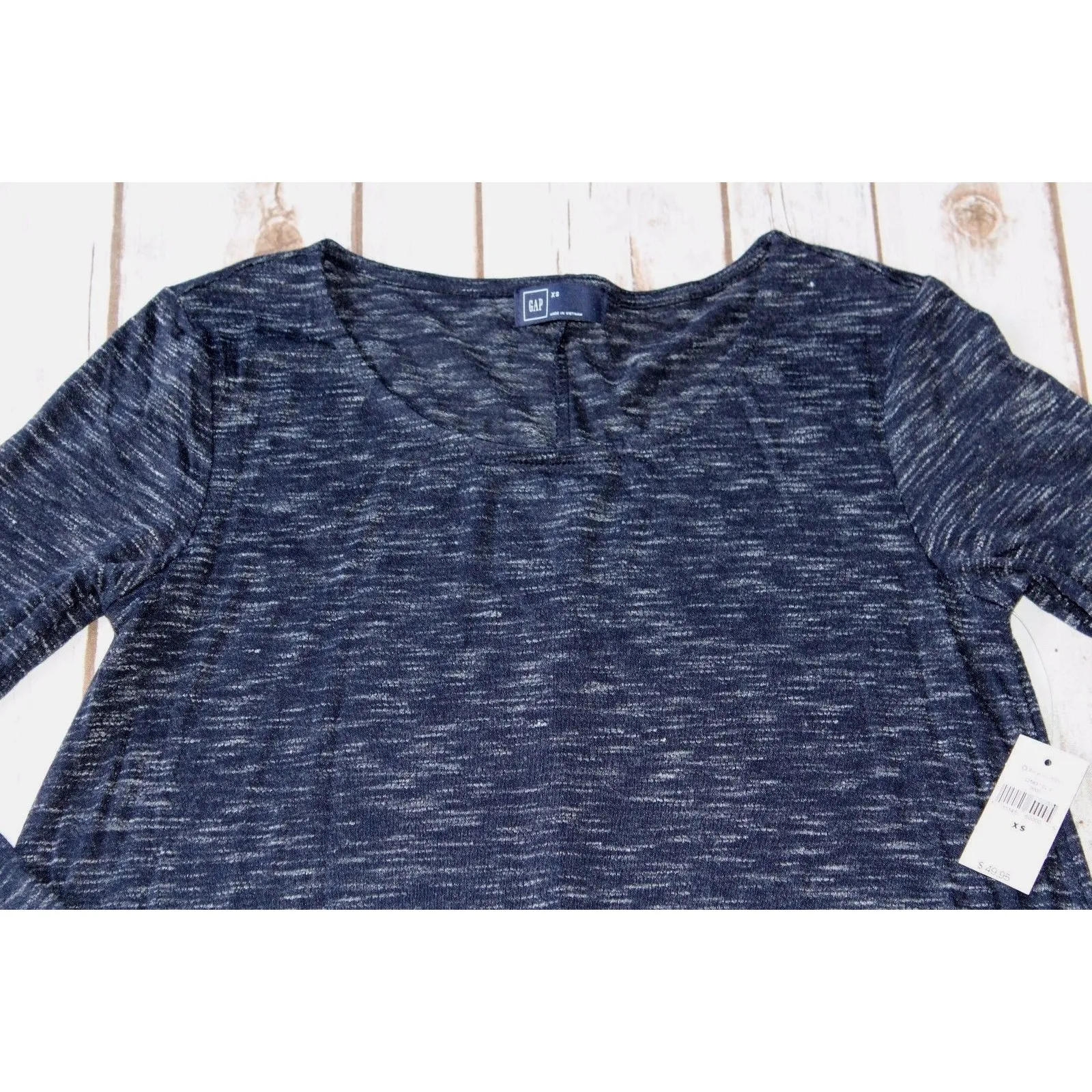 New GAP T Shirt Dress Womens XS 0 2 Swing Tunic Blue Heather 3/4 Length Sleeve - Image 4