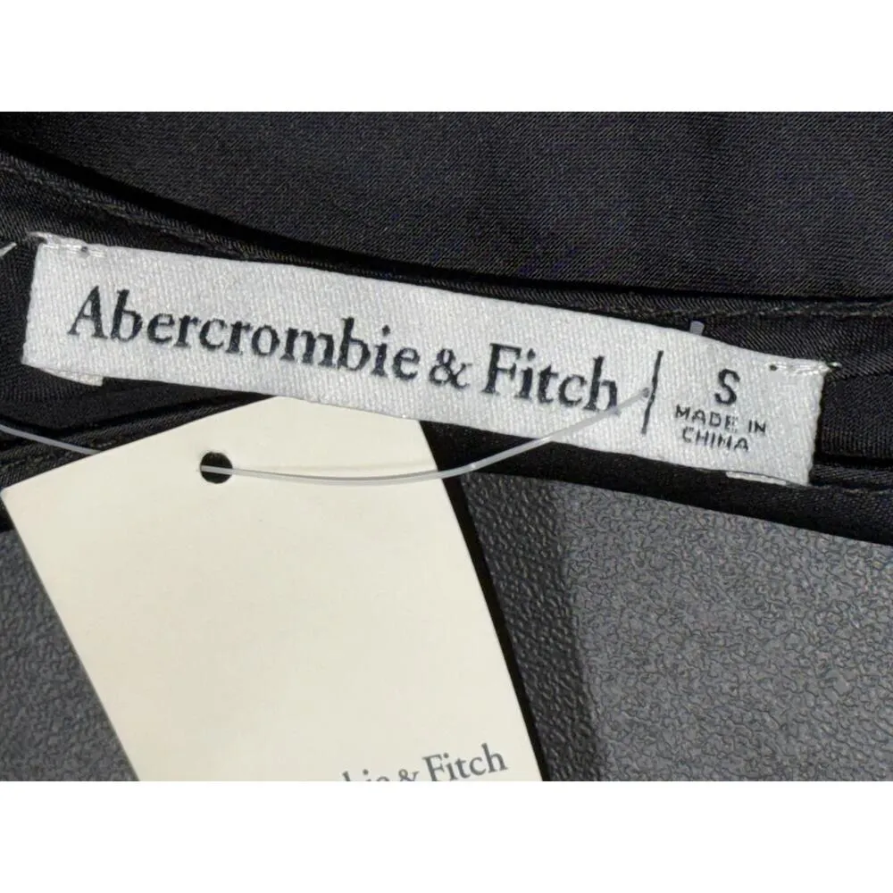 NWT Abercrombie & Fitch Black Satin Sleeveless Scoop Neck Tank Top Womens Size S - Image 3