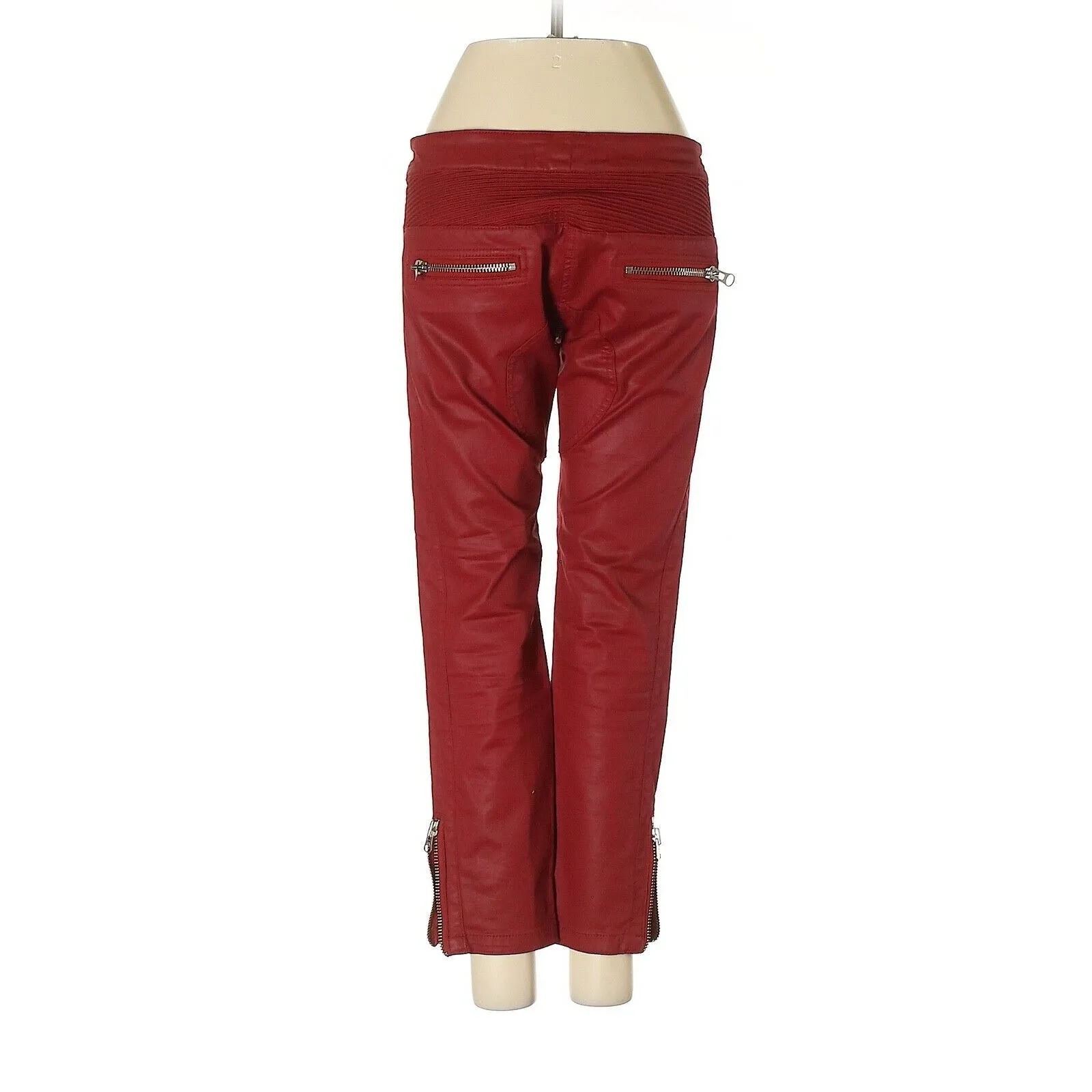2013 ISABEL MARANT x H&M Red Waxed Biker Moto Skinny Jeans Pants - Image 2