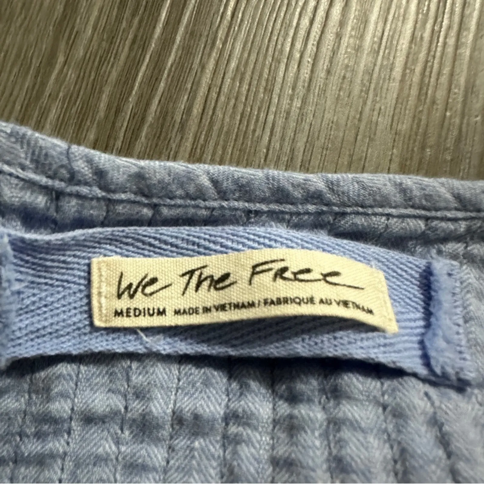 We‎ the Free People Sand Dune Long Sleeve Henley Top in Blue Size M NEW - Image 6