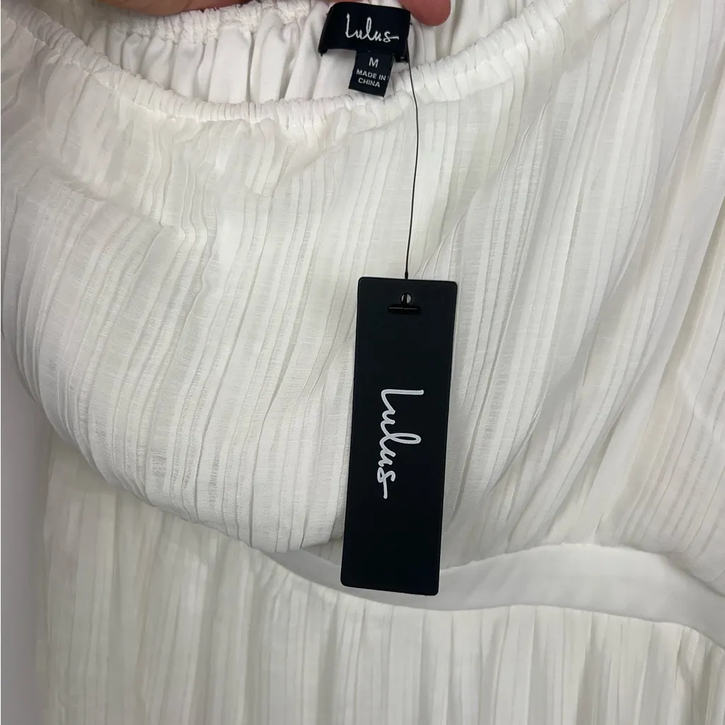 Lulus White One Shoulder Pleated M Midi Dress Long Sleeve Grecian Goddess
Style - Image 13