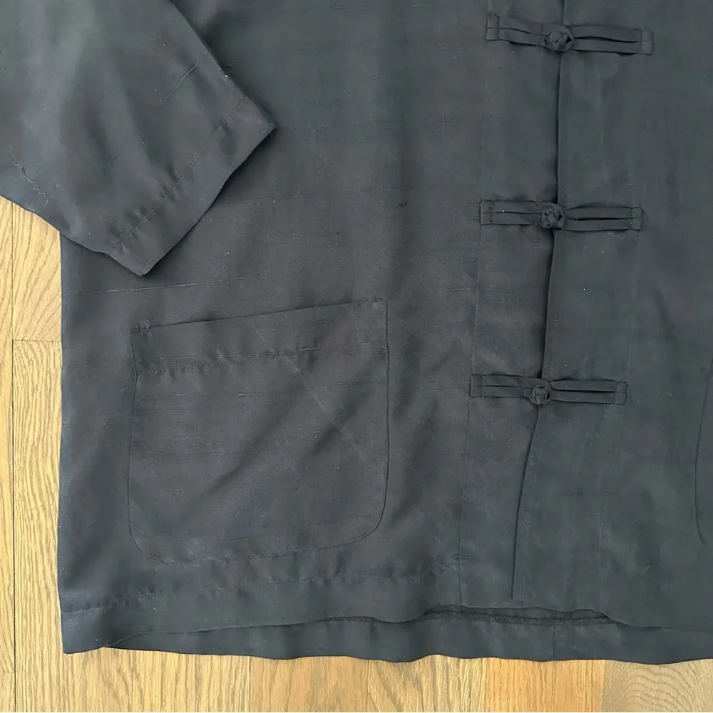 Dosa 100% Washed Silk Boxy Fit Long Sleeve Button Front Top in Navy Blue 2 / M Size M - Image 5