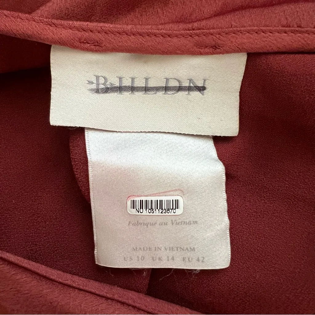 BHLDN Anthropologie Women’s Audrie Cinna Red Satin One Shoulder Midi Dress 10 - Image 5