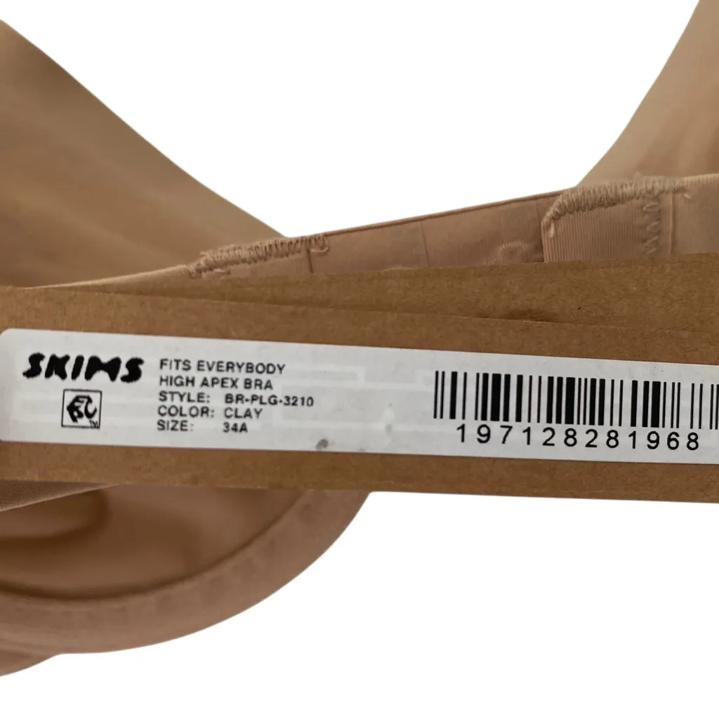 Skims NWTs Fits Everybody High Apex Unlined Plunge Bra size 34A Clay Nude - Image 9