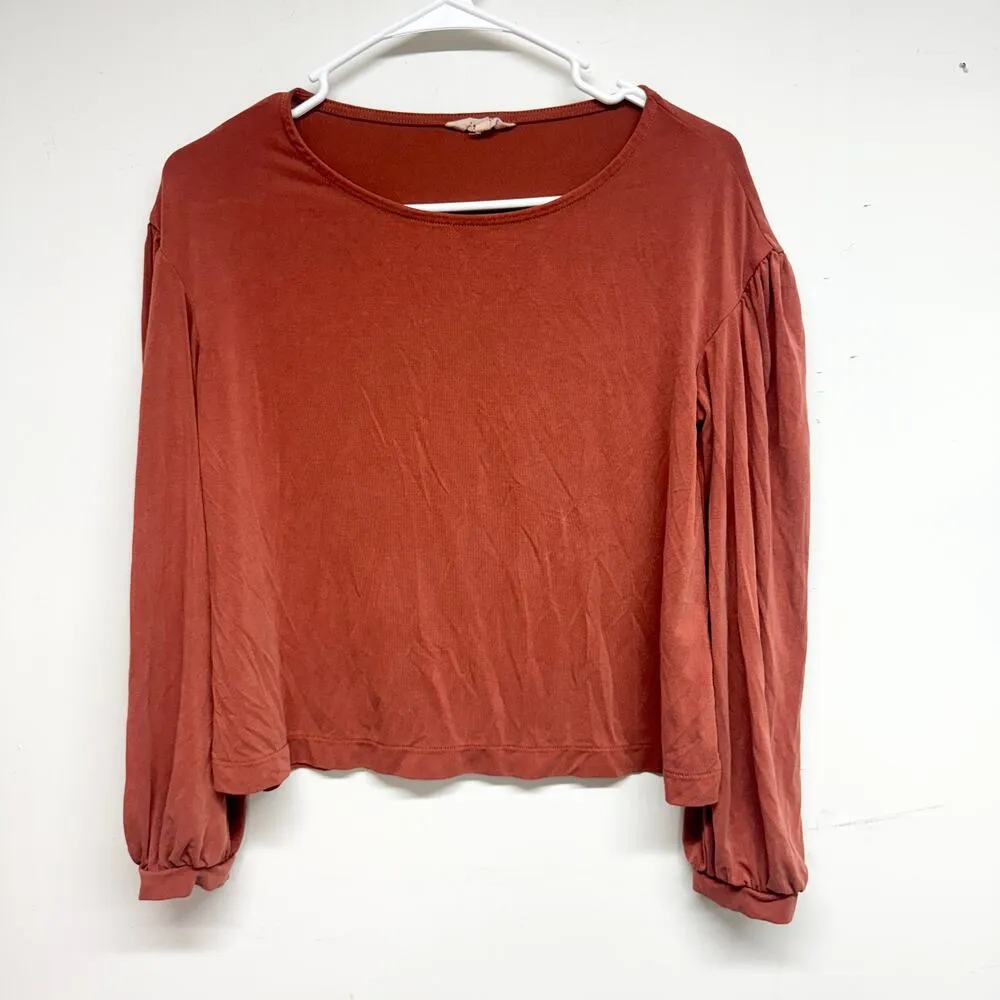 MADEWELL Women Burnt Orange Puff Sleeve Sandwiched Gathered Sleeve Top XXS - Image 2