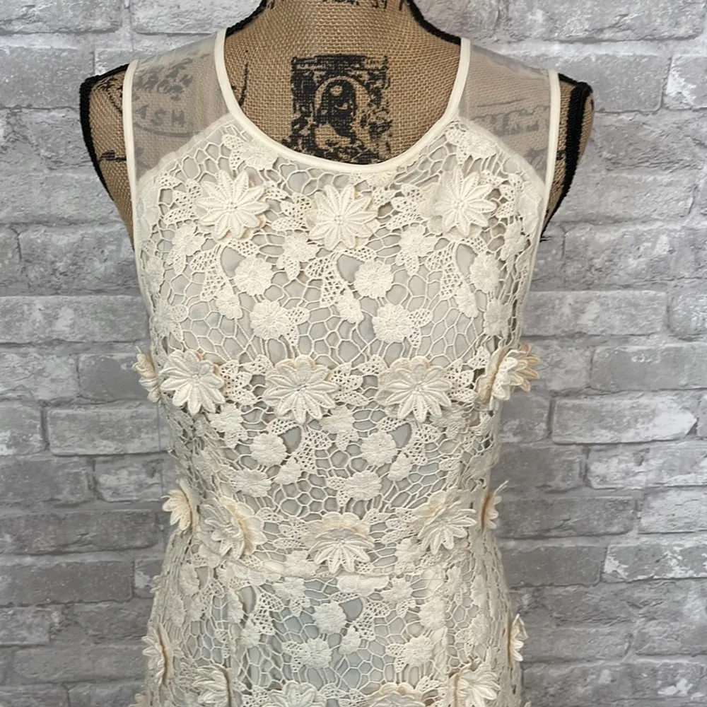 Thistlepearl Crochet Lace Floral Ivory Dress - Image 3