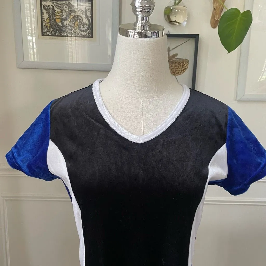 Vintage 90s 5*7*9 Colorblock Dress Spice Girls Black White Cobalt Blue S - Image 5
