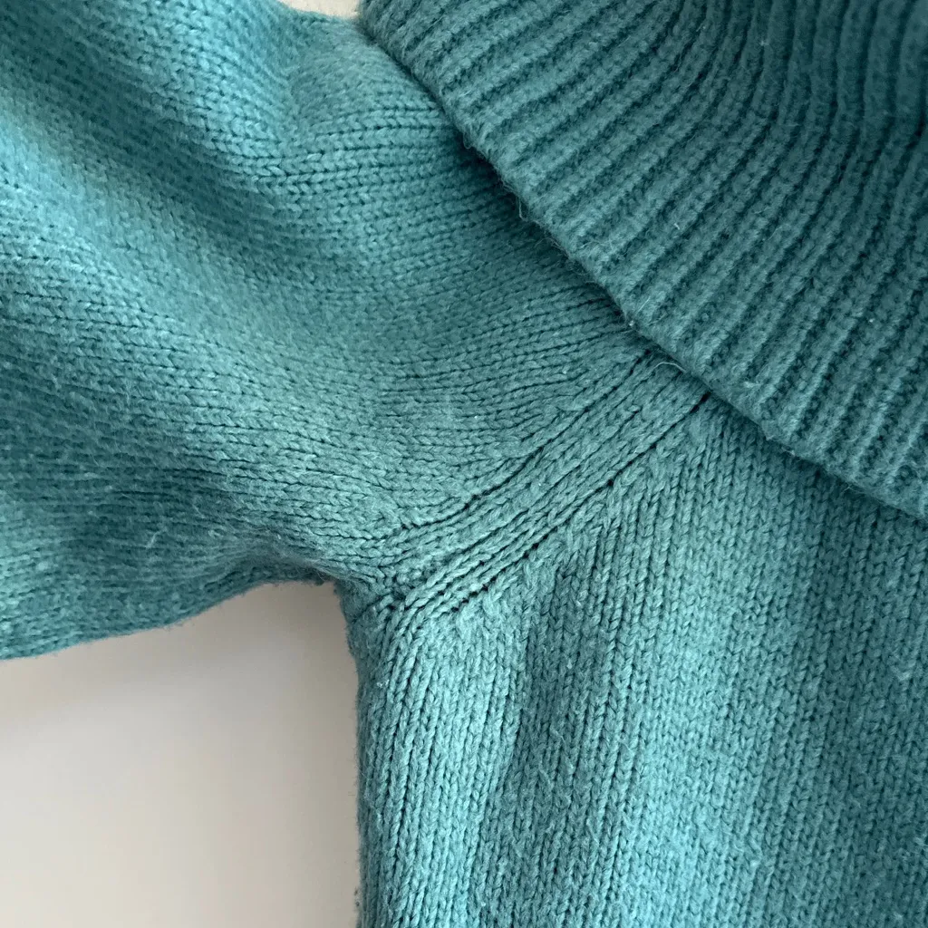 Express Teal Cowlneck Balloon Sleeve Sweater, Size Large - Image 7
