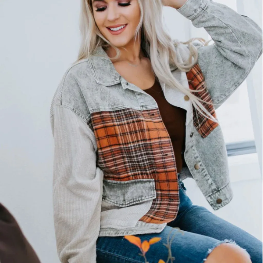 Oli & Halie Patchwork Denim Jacket Green Size L - Image 4