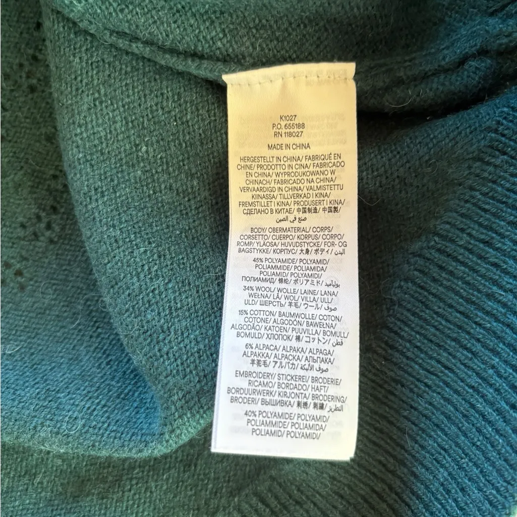 Boden New With Tags Fae Embroidered Fair Isle Cardigan Womens Medium Green Pink - Image 12